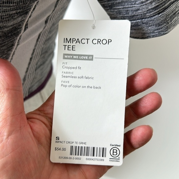 Athleta Impact Crop Top Compression Activewear Tee Women's XS Gray NWT - Picture 7 of 12